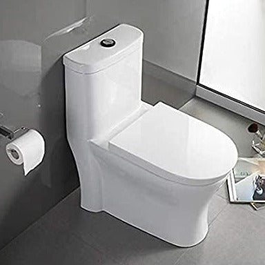InArt Western Floor Mounted One Piece Water Closet European Ceramic Western Toilet Commode S-Trap Octagonal White - InArt-Studio