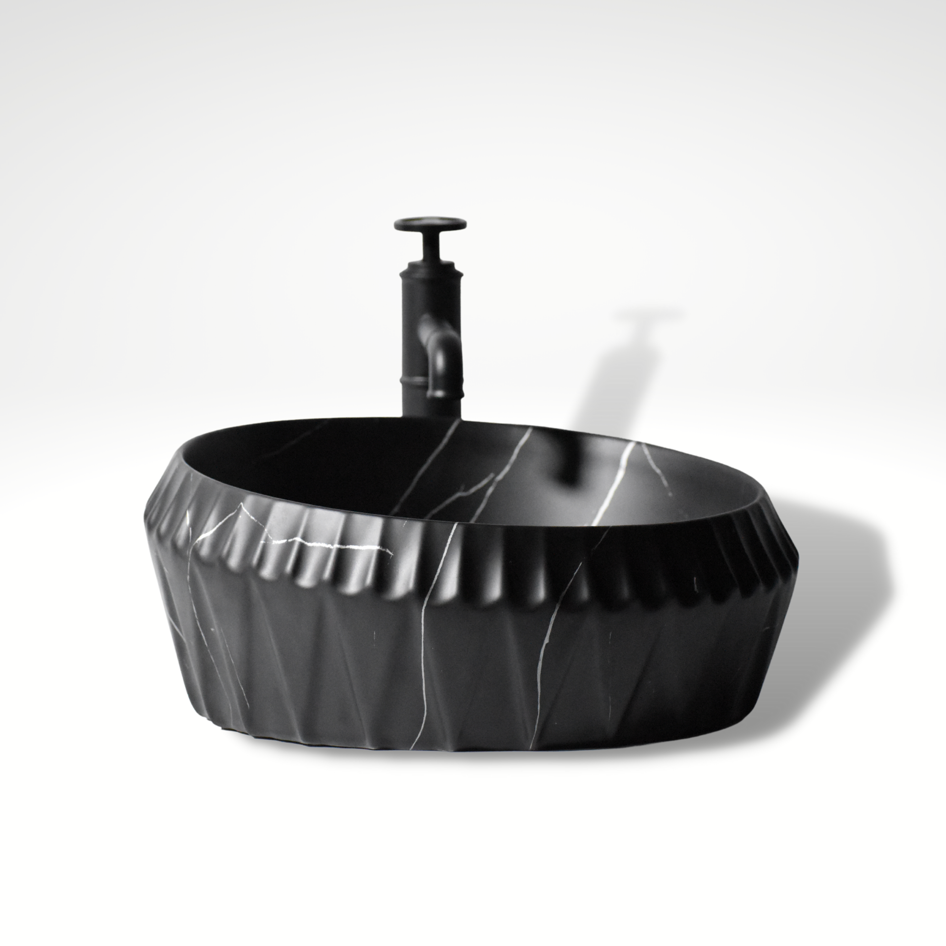 InArt Table Top Wash Basin Design 41 x 41 CM Black Matt Marble - InArt-Studio