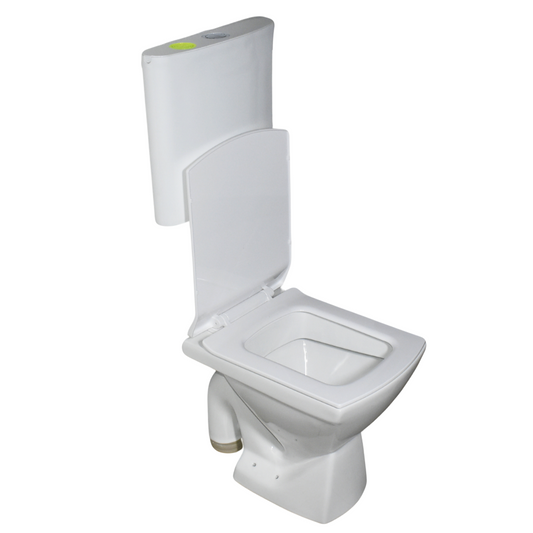 InArt Combo Ceramic Floor Mounted European Western Water Closet Toilet Commode EWC S Trap White Set - InArt-Studio