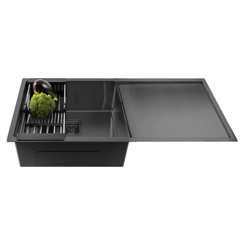 inart singlw bowl with drainboard black color kitchen sink