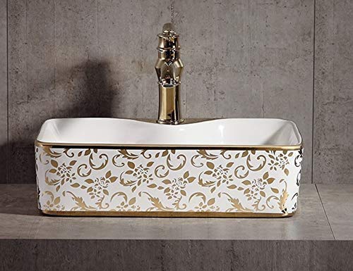 InArt Ceramic Counter or Table Top Wash Basin Gold 48x37 CM - InArt-Studio