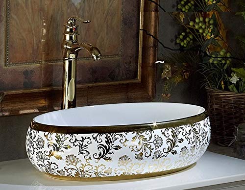 InArt Ceramic Counter or Table Top Wash Basin 60x40 CM Golden - InArt-Studio