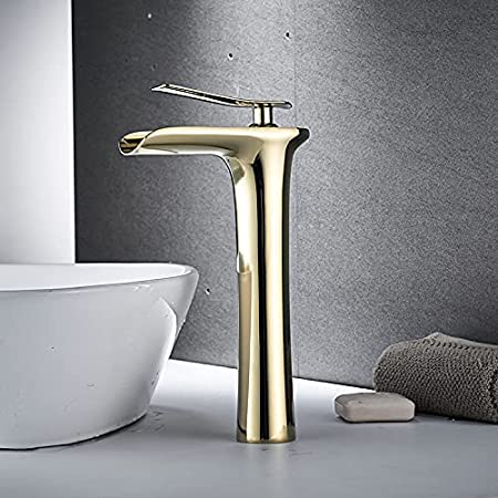 InArt Bathroom Single Lever Hole Basin Mixer Brass Basin High Neck Long Body Sink Faucet Gold Color - InArt-Studio