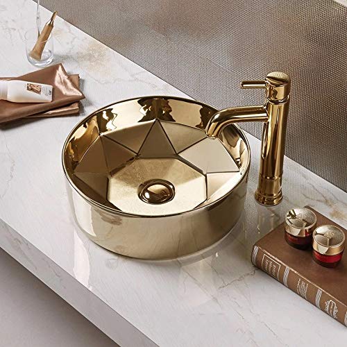 InArt Ceramic Counter or Table Top Wash Basin Gold 43x43 CM - InArt-Studio