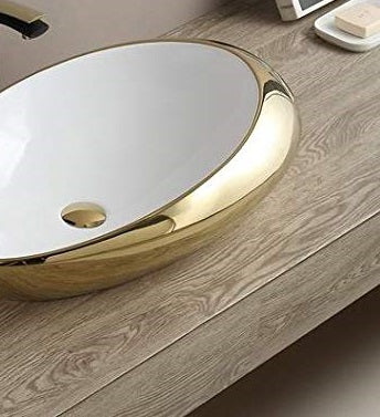 InArt Ceramic Counter or Table Top Wash Basin Gold 49x31 CM - InArt-Studio