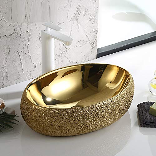 InArt Ceramic Counter or Table Top Wash Basin 60x40 CM Gold - InArt-Studio