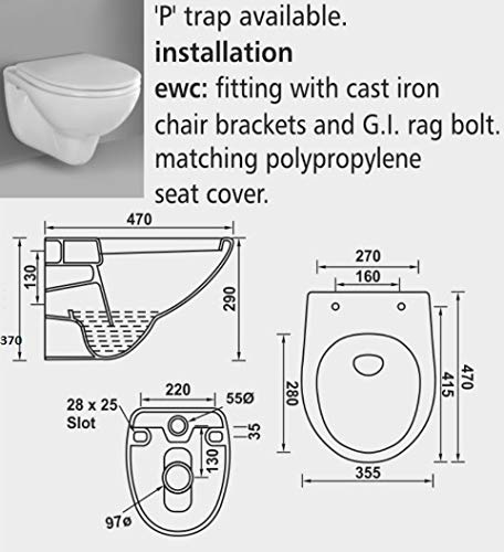 InArt Ceramic Wall Hung/Wall Mounted Water Closet with Hydraulic (Soft Close) Seat Cover (White) - InArt-Studio