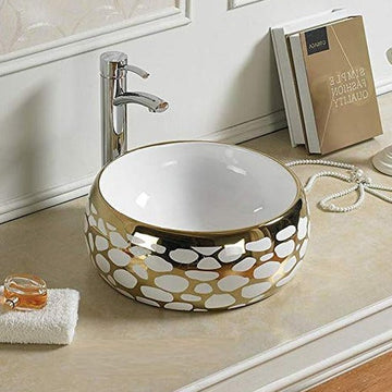 inart wash basin in gold color 16x16 inch