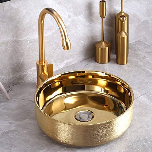 InArt Ceramic Counter or Table Top Wash Basin Golden 35x35 CM - InArt-Studio