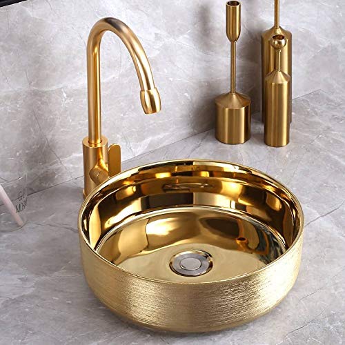 InArt golden ceramic table top wash basin 35x35cm designer counter basin main product view