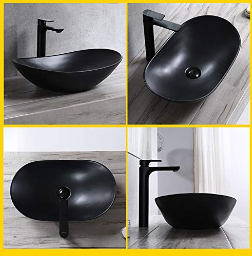 InArt Ceramic Counter or Table Top Wash Basin 63x36 CM Black Matt Color - InArt-Studio