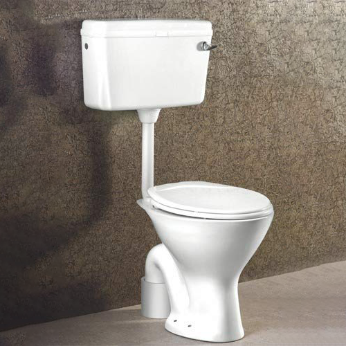 Ceramic Floor Mounted European Water Closet/Western Toilet Commode/EWC S Trap with Normal Seat Cover- White & Premium Normal Flush Flush Tank Combo