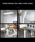 Wall Mounted Rain Shower Faucet with Rack Bath Wall Mixer Tap Hot Cold with Hand Shower