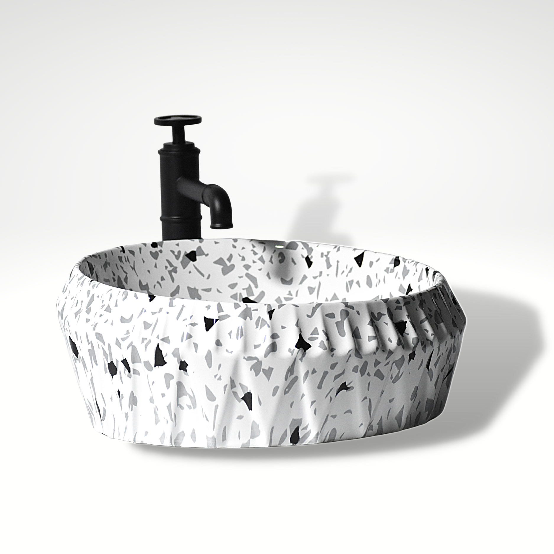 InArt Table Top Wash Basin Design 41 x 41 CM Round Marble Finish - InArt-Studio