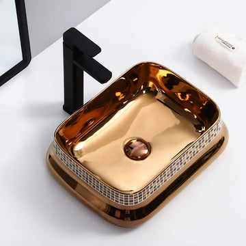 inart wash basin for dining hall in rose gold color