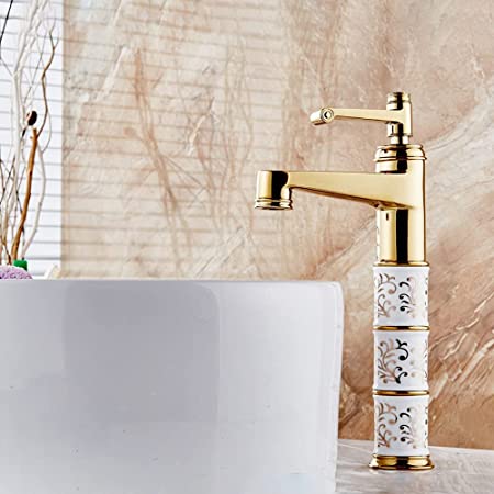 InArt Bathroom Single Lever Hole Basin Mixer Brass Basin High Neck Long Body Sink Faucet Gold - InArt-Studio