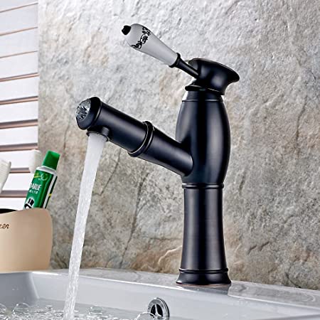 bathroom basin taps pull out black matt color