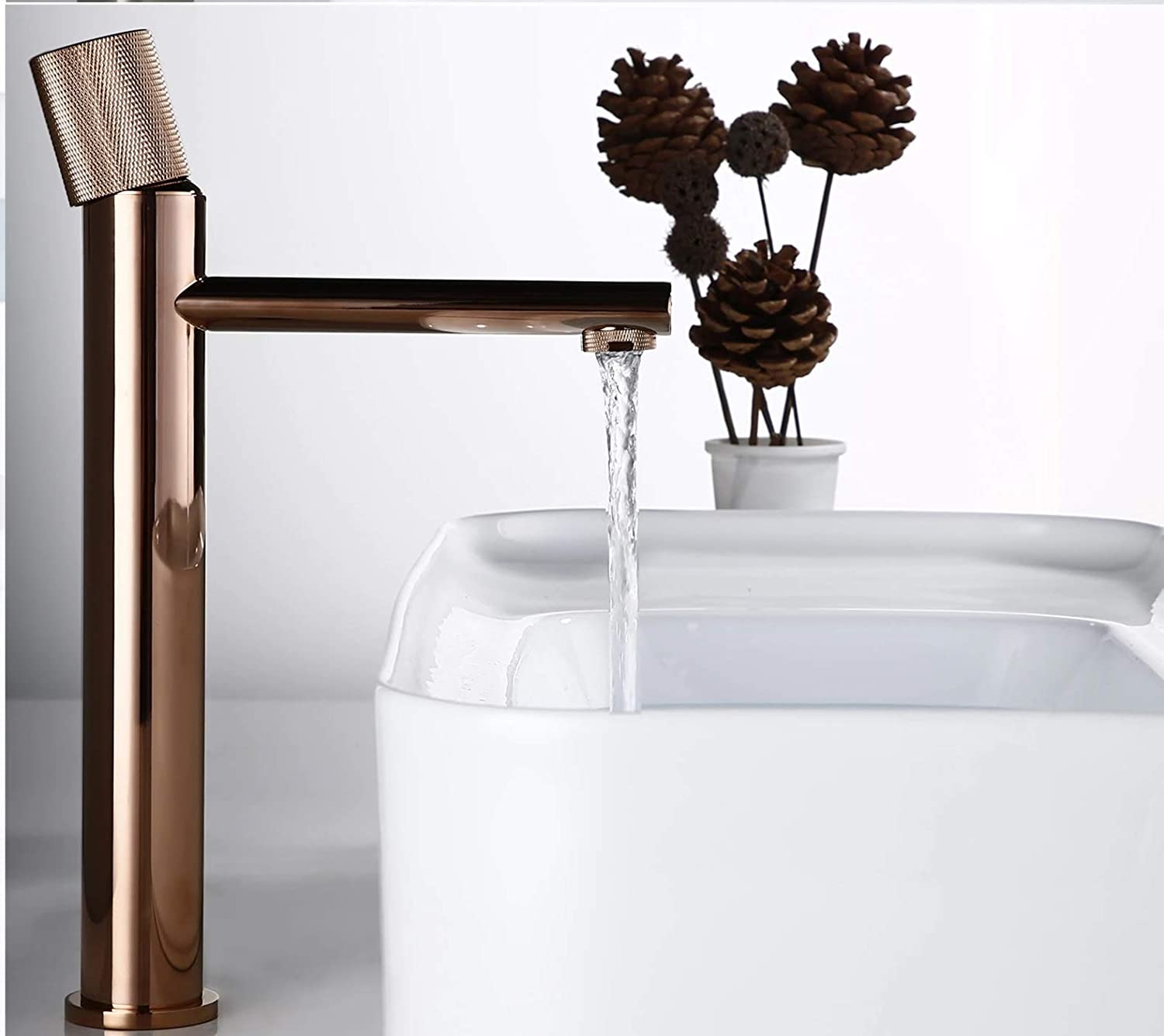InArt Rose Gold Bathroom Single Lever Hole Basin Mixer Brass Basin High Neck Long Body Sink Faucet - InArt-Studio