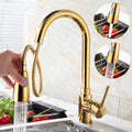 InArt Brass Single Lever Kitchen Sink Mixer 360° Rotatable Kitchen Sink Tap Pull Out Kitchen Faucet Gold Color - InArt-Studio