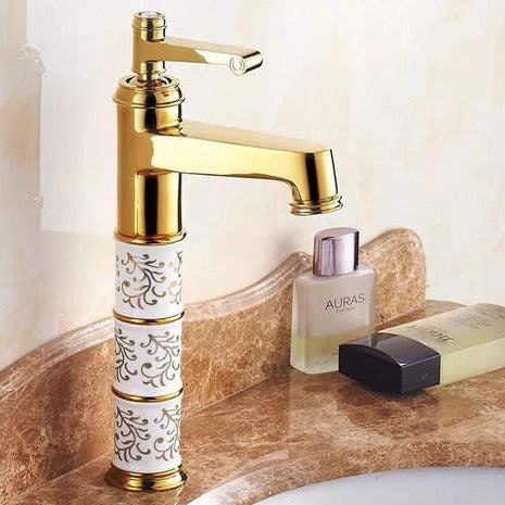 black long neck tap for bathroom vanity gold color inart