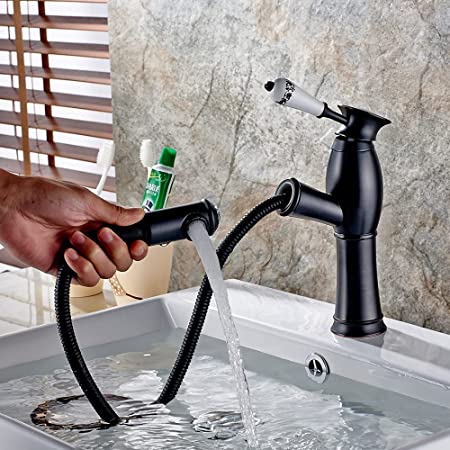 bathroom basin taps pull out black matt color