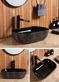 InArt Ceramic Counter or Table Top Wash Basin 46x33 CM Black - InArt-Studio