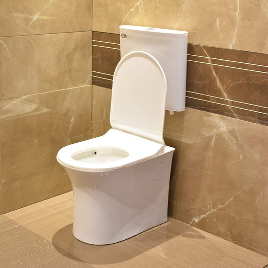 InArt Combo Rimless Ceramic Floor Mounted European Western Water Closet Toilet Commode EWC S Trap Set White - InArt-Studio
