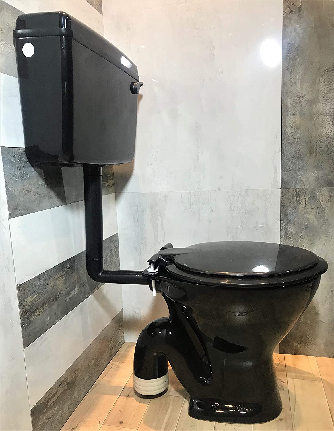 InArt Combo Ceramic Floor Mounted European Western Water Closet Toilet Commode EWC S Trap Set Black - InArt-Studio