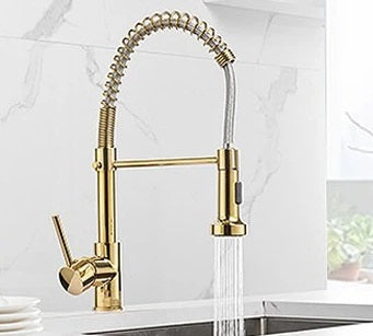 kitchen sink mixer faucet tap pull ot in gold color