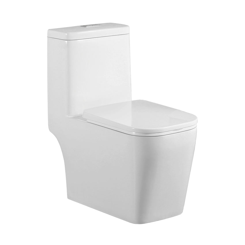 InArt Western Floor Mounted Rimless Syphonic One Piece Water Closet European Ceramic Western Toilet Commode S-Trap Square White - InArt-Studio