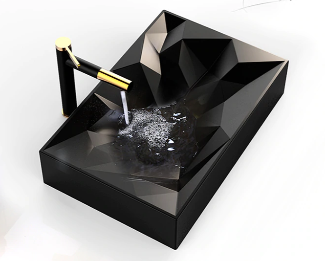 black designer table top wash basin - main product view