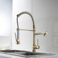 InArt Single Lever Kitchen Sink Mixer 360° Pull-Down Sprayer Kitchen Faucet with Multi-Function Spray Head, Golden Finish - InArt-Studio