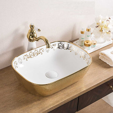 table top wash basin in gold color 18x13 inch 
