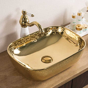 table top wash baisn in gold color 18x13 inch