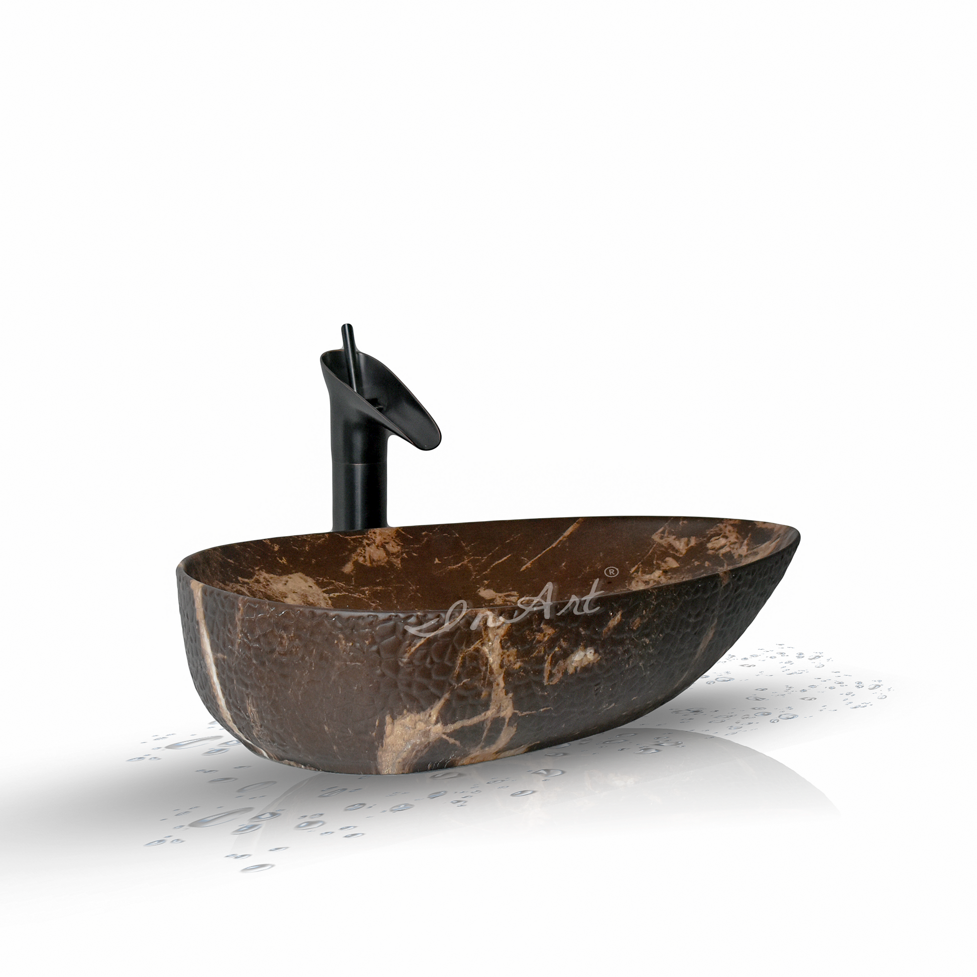 InArt Table Top Wash Basin Design Brown Marble Color 56 x 33 CM Counter Basin - InArt-Studio
