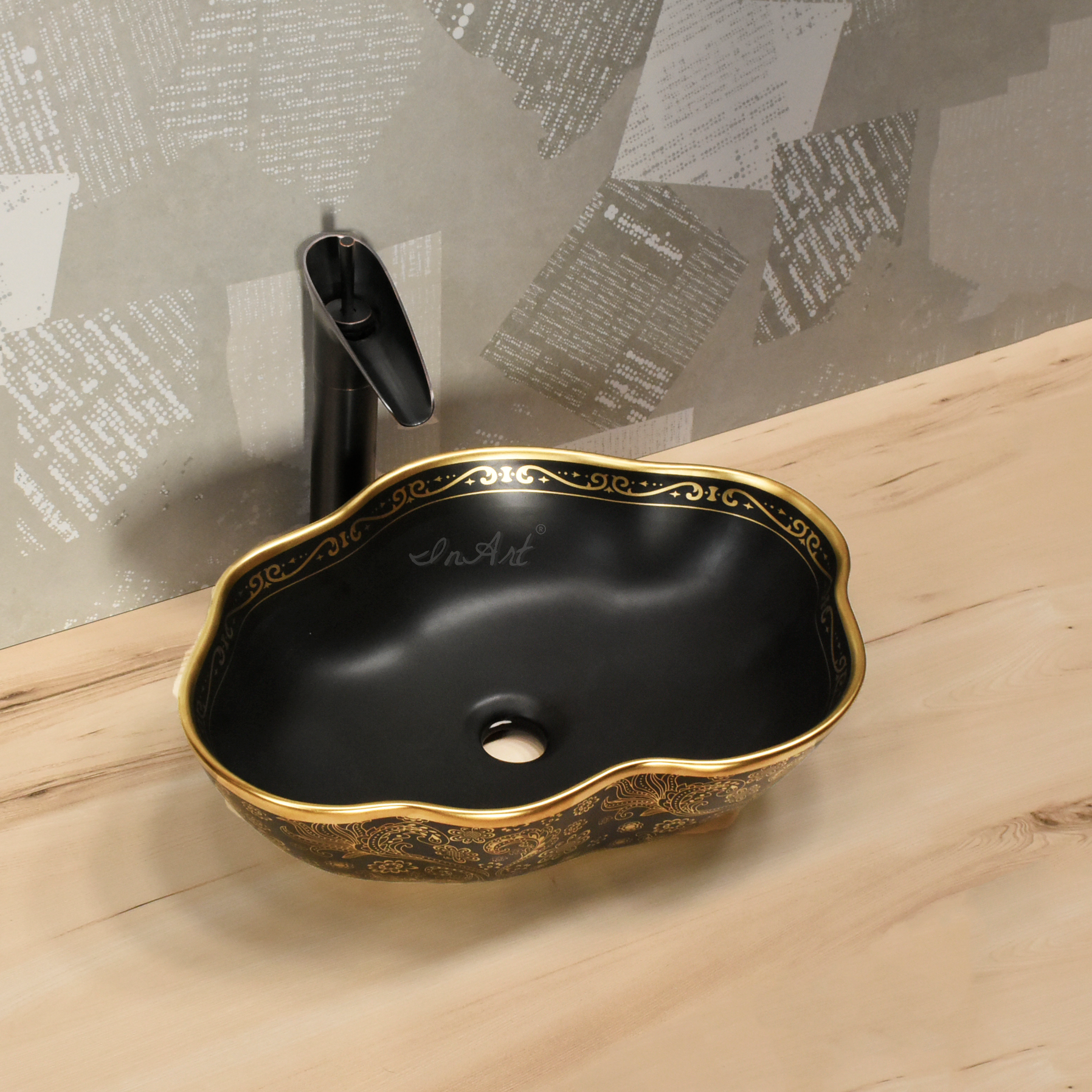 inart black gold wash basin