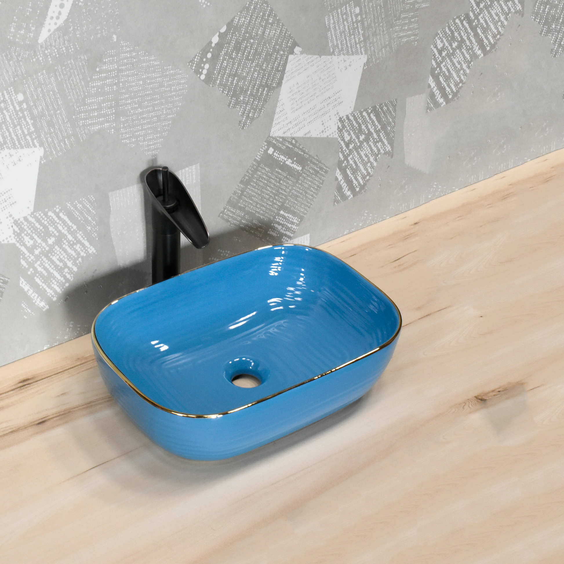 InArt Wash Basin Table Top Design Blue Color 45.5 x 32 CM Counter Basin - InArt-Studio