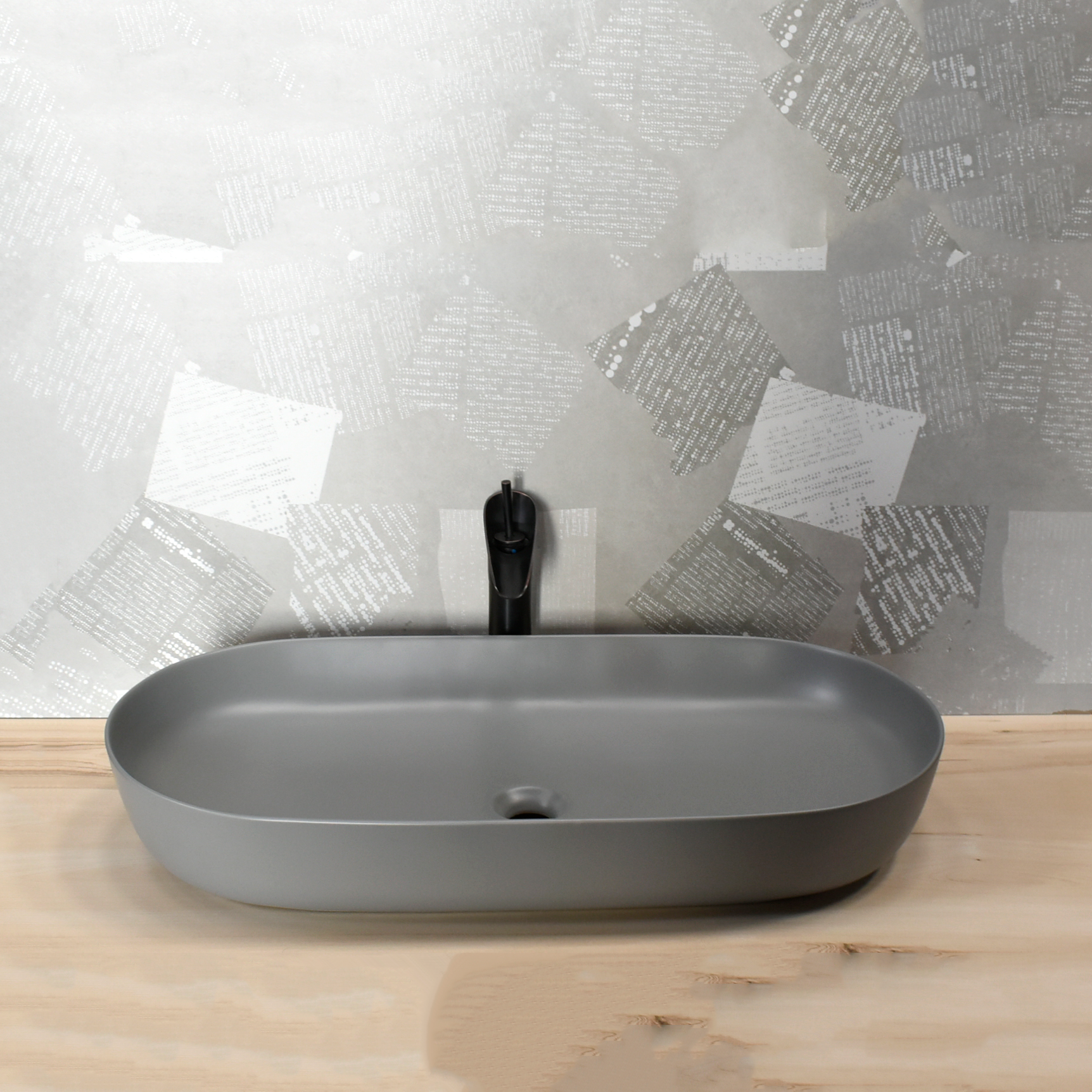 InArt Wash Basin Table Top Design Matt Grey Color 80 x 40 CM Counter Basin Large - InArt-Studio