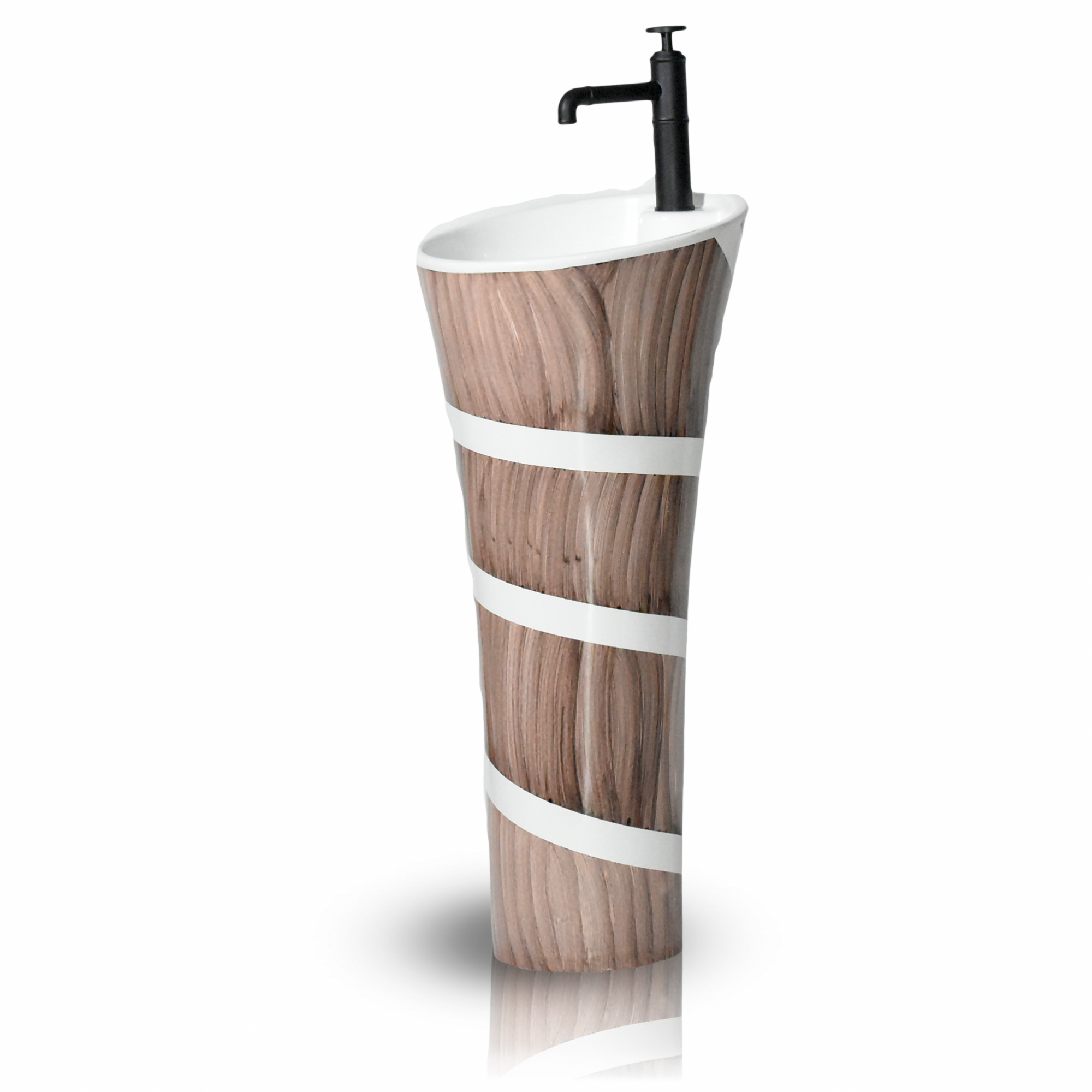 inart wooden finish pedestal wash basin freestanding