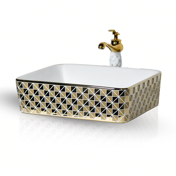 inart gold wash basin rectangle shape