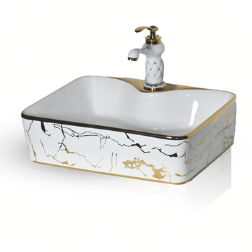 inart ceramic wash basin sink for bathroom in golden color