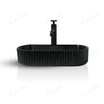 InArt Ceramic Counter or Table Top Wash Basin 51x31 CM Black Matt - InArt-Studio