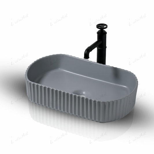 InArt Ceramic Counter or Table Top Wash Basin 51x31 CM Grey Matt - InArt-Studio