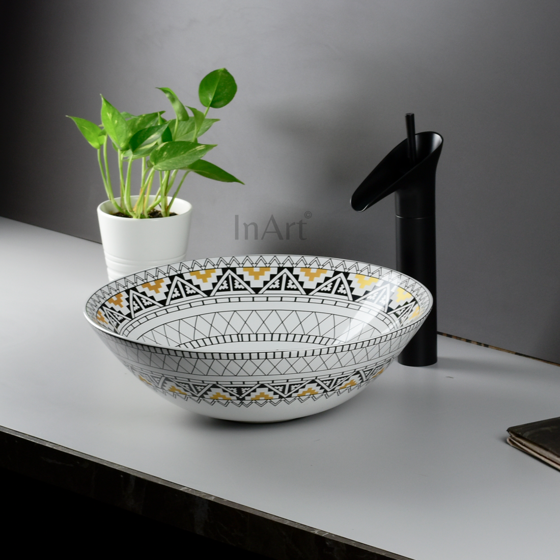 InArt Table Top Wash Basin Design 40.5 x 40.5 CM Blue Mexican Design - InArt-Studio