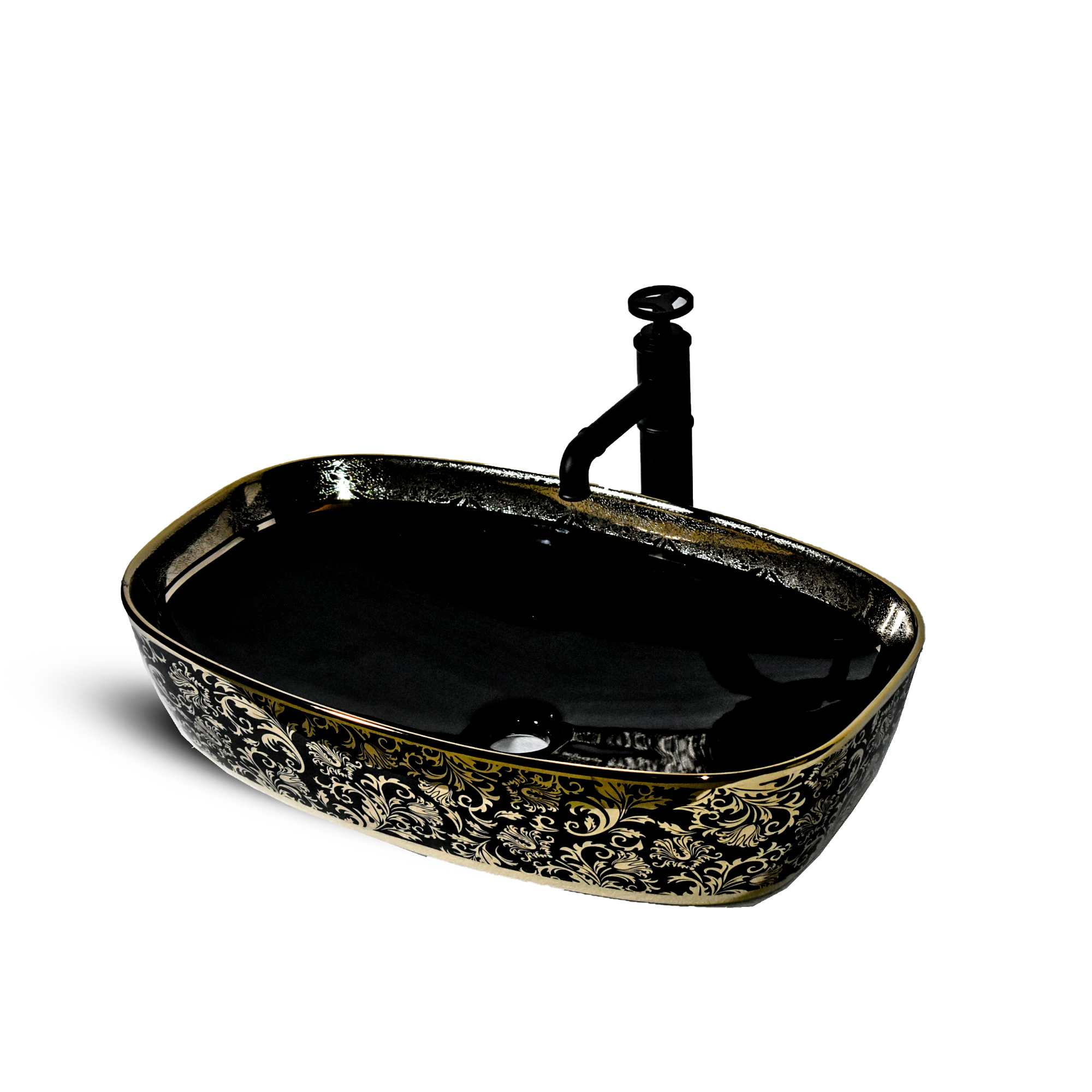 InArt Table Top Wash Basin Design 60 x 39 CM Gold Black - InArt-Studio