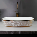 InArt Ceramic Counter or Table Top Wash Basin Glossy White Golden 60 x 37 CM - InArt-Studio