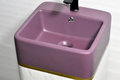 InArt Ceramic Pedestal Free Standing Square Wash Basin Matt Pink White Marble 41x41 CM - InArt-Studio