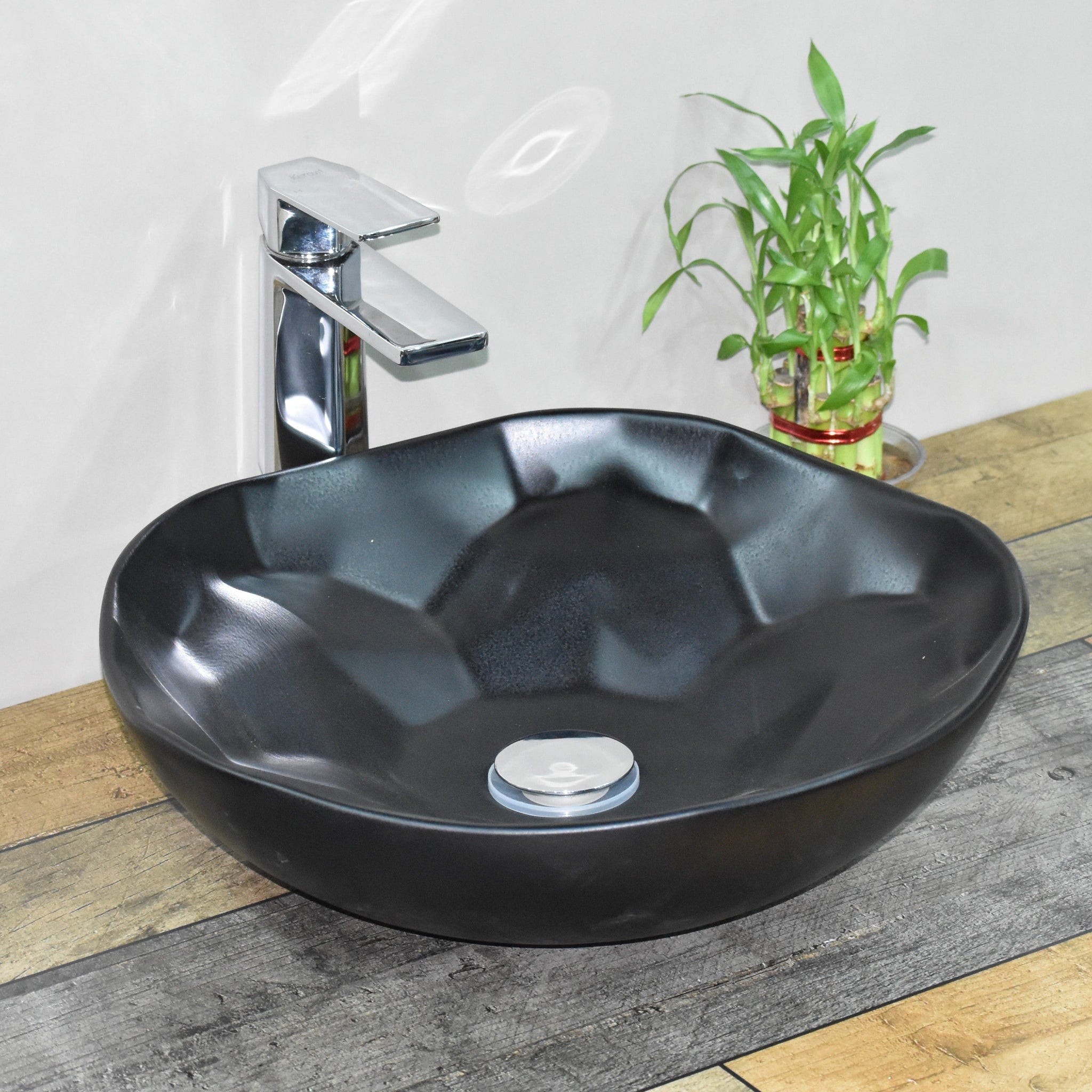 inart ceramic wash basin in black matte color 16x16 inch