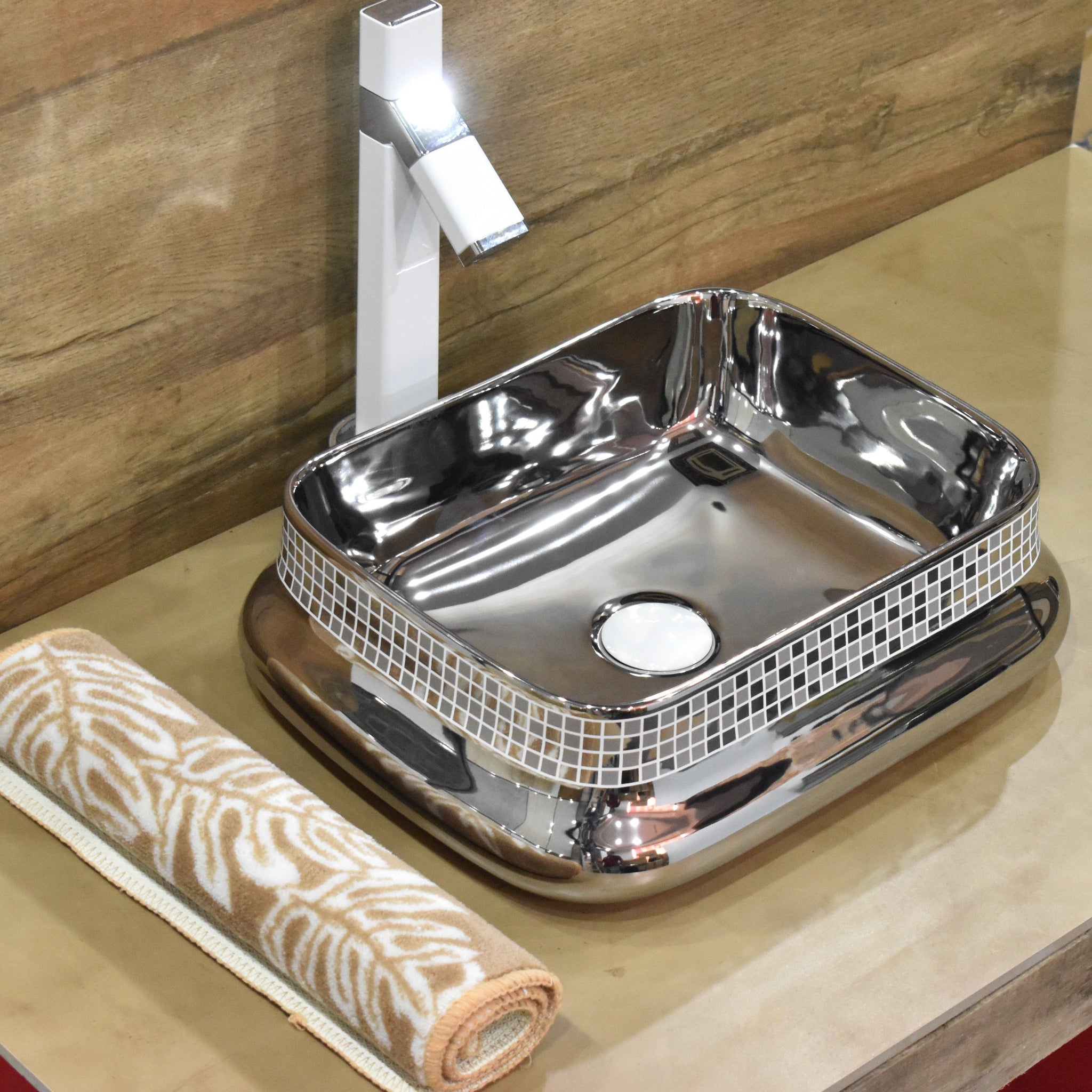 inart ceramic wash basin in silver color 