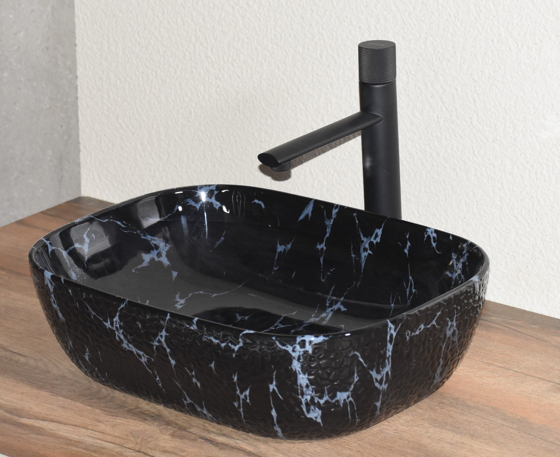 InArt Ceramic Counter or Table Top Wash Basin Black Marble 46x33 CM - InArt-Studio